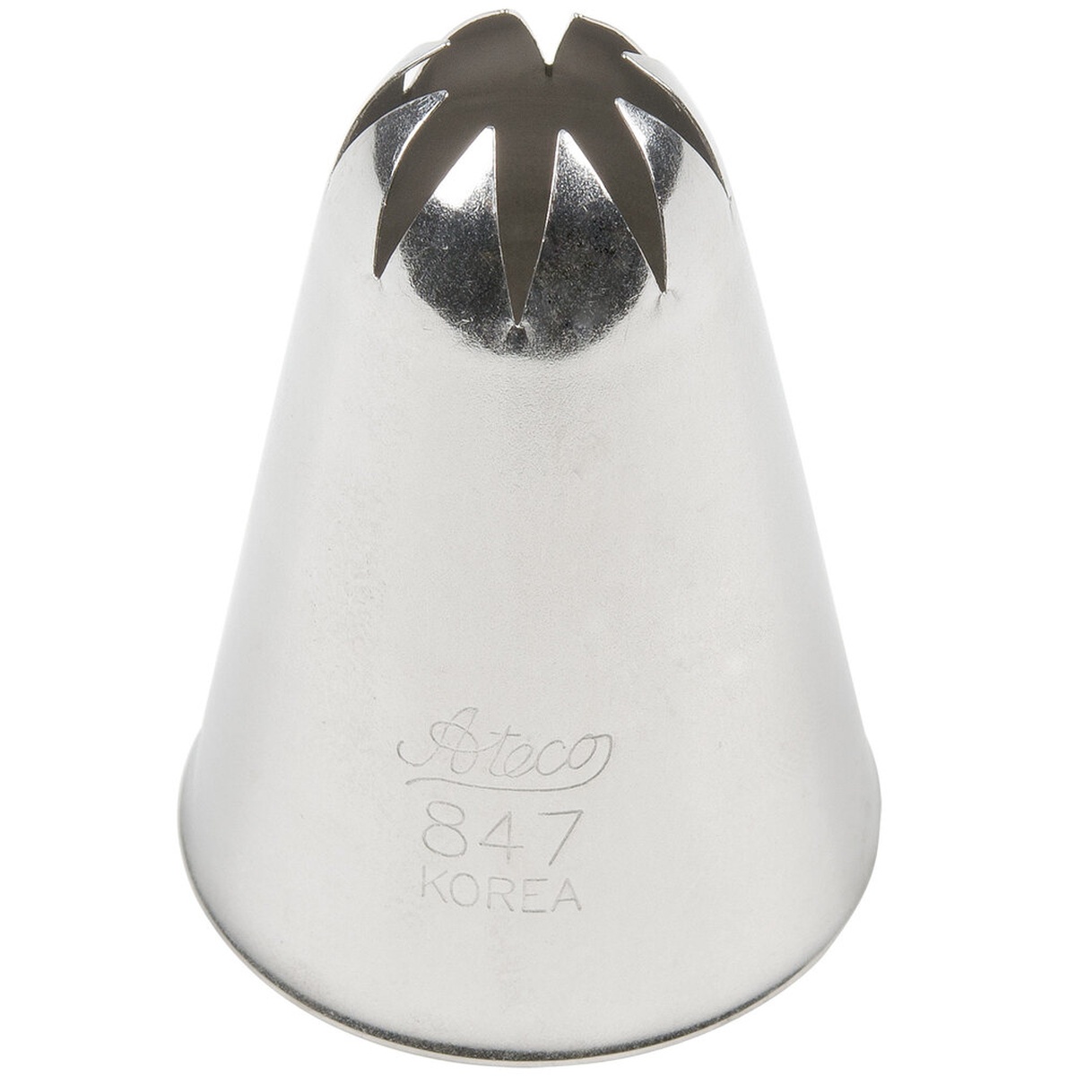 Ateco 847 closed star piping tip, stainless steel, engraved with Ateco logo and model number 847
