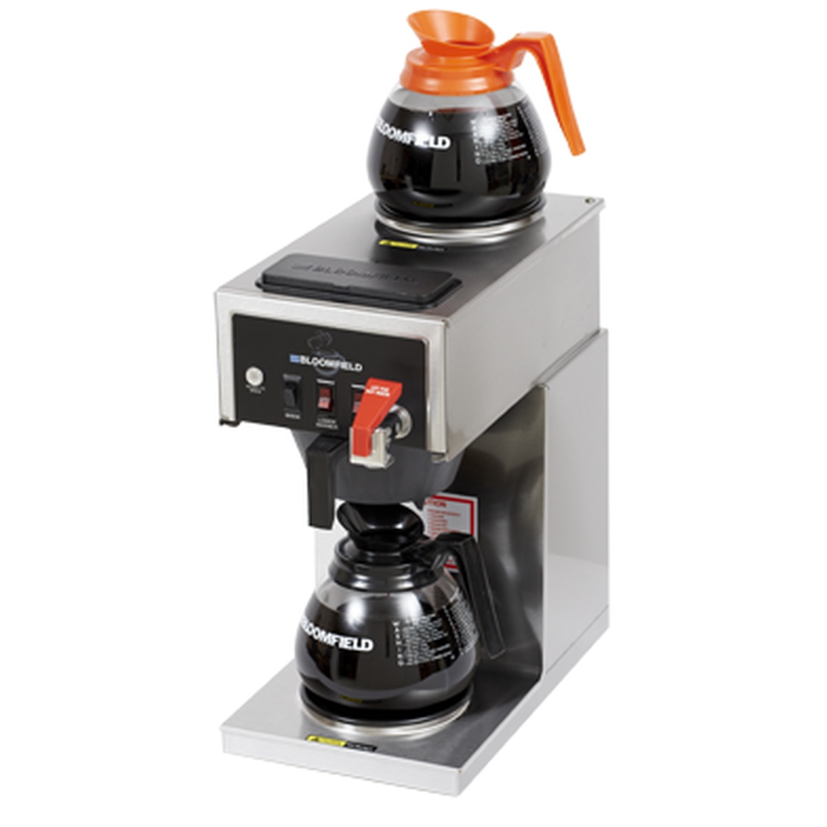 Bloomfield 8540D2F Koffee King 2-warmer in-line automatic coffee brewer in stainless steel with two Bloomfield decanters