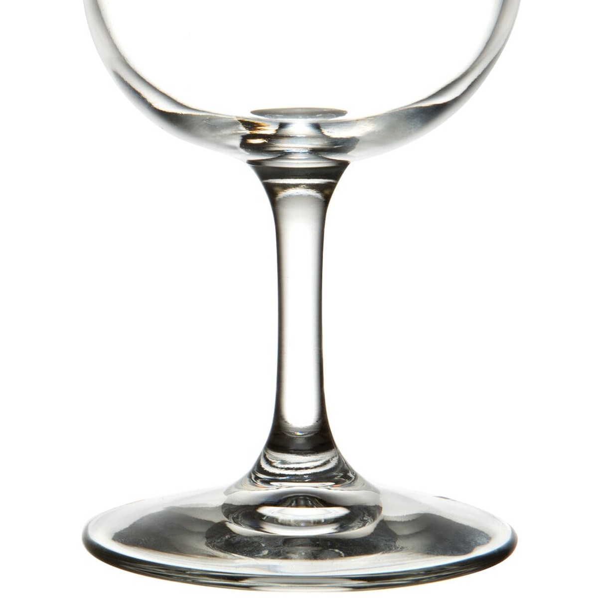 Close-up of the short stem and round base of the Libbey 8551 Vina wine taster glass
