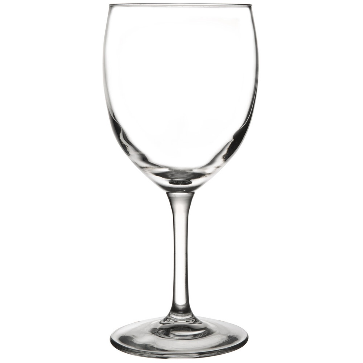 Libbey 8572SR Bristol Valley 12.5 oz clear chalice wine glass with thin stem and wide base on white background