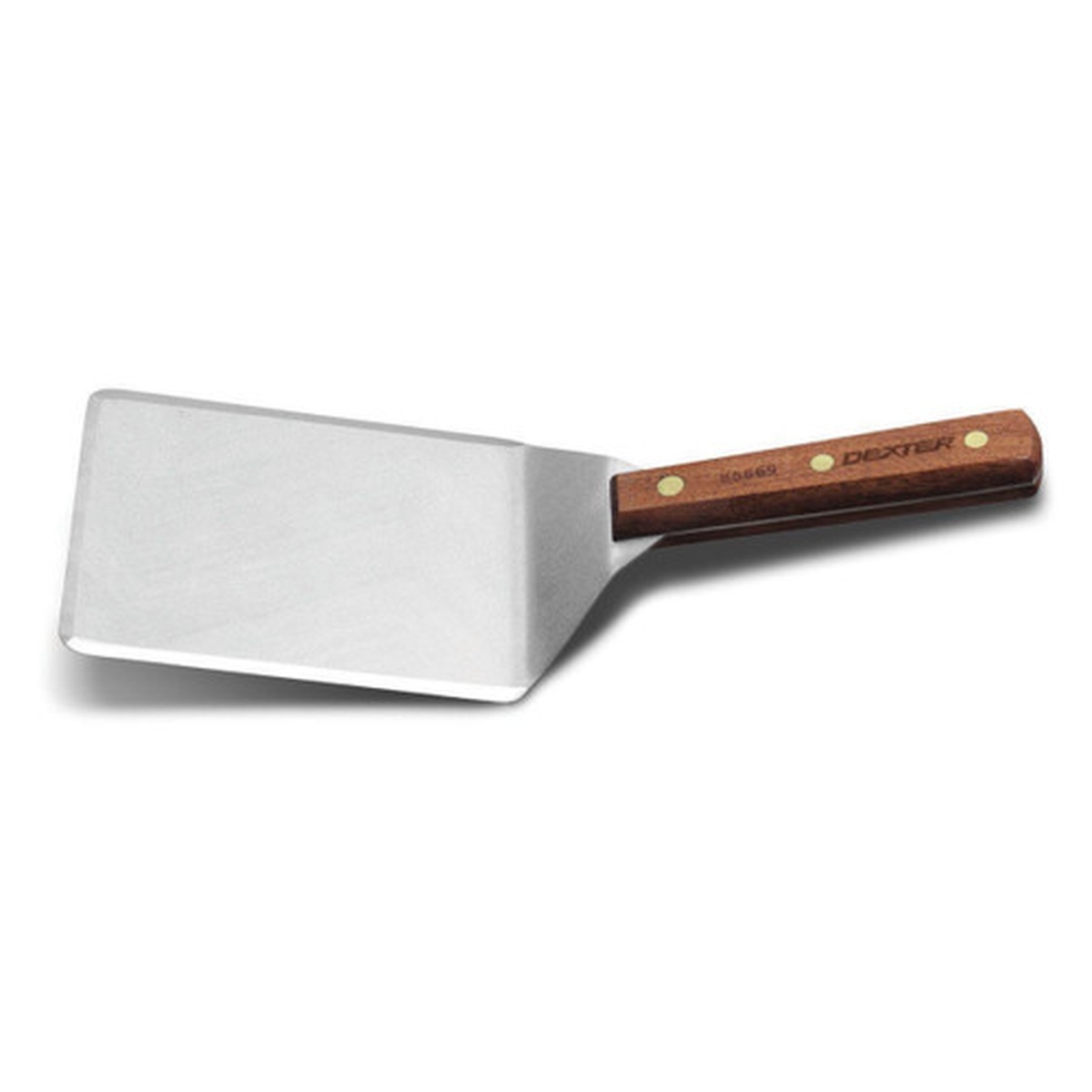 Dexter Russell Traditional 6x5 Hamburger Turner with stainless steel blade and polished rosewood handle