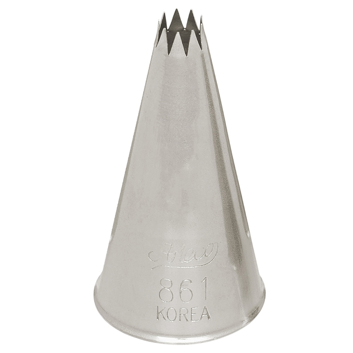 Ateco 861 French Star stainless steel pastry tip showing the multi-point star opening, engraved with Ateco logo and 861