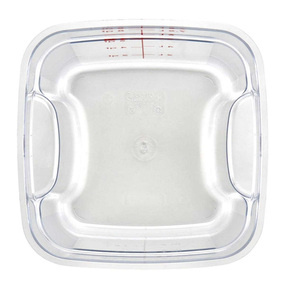 Top-down view of Cambro CamSquare FreshPro 8 qt container showing recessed handles and curved interior corners