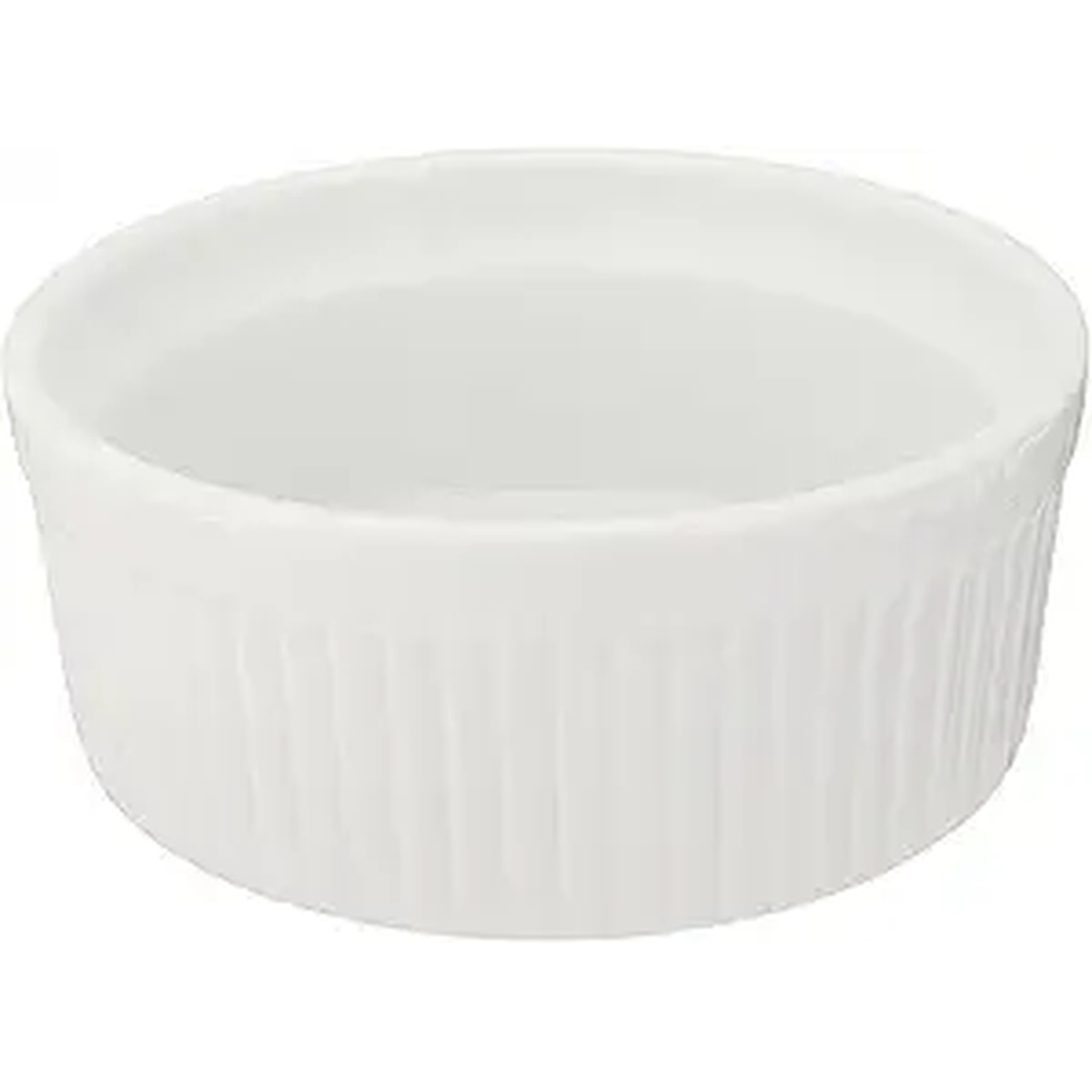 BIA Cordon Bleu white porcelain individual souffle dish with ribbed exterior, 10 oz, round
