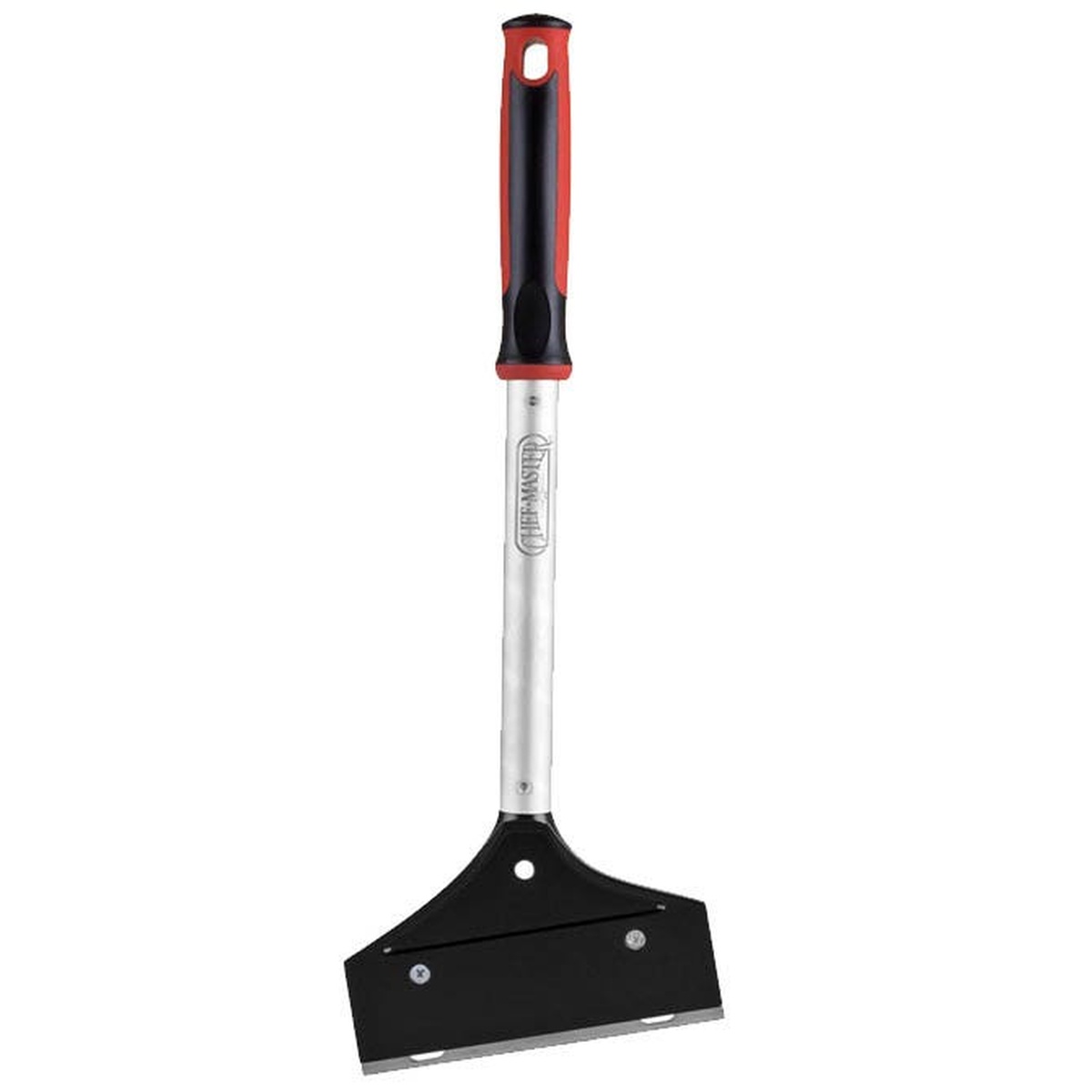 Chef Master 90018 aluminum grill scraper with black ergonomic handle and wide stainless steel blade