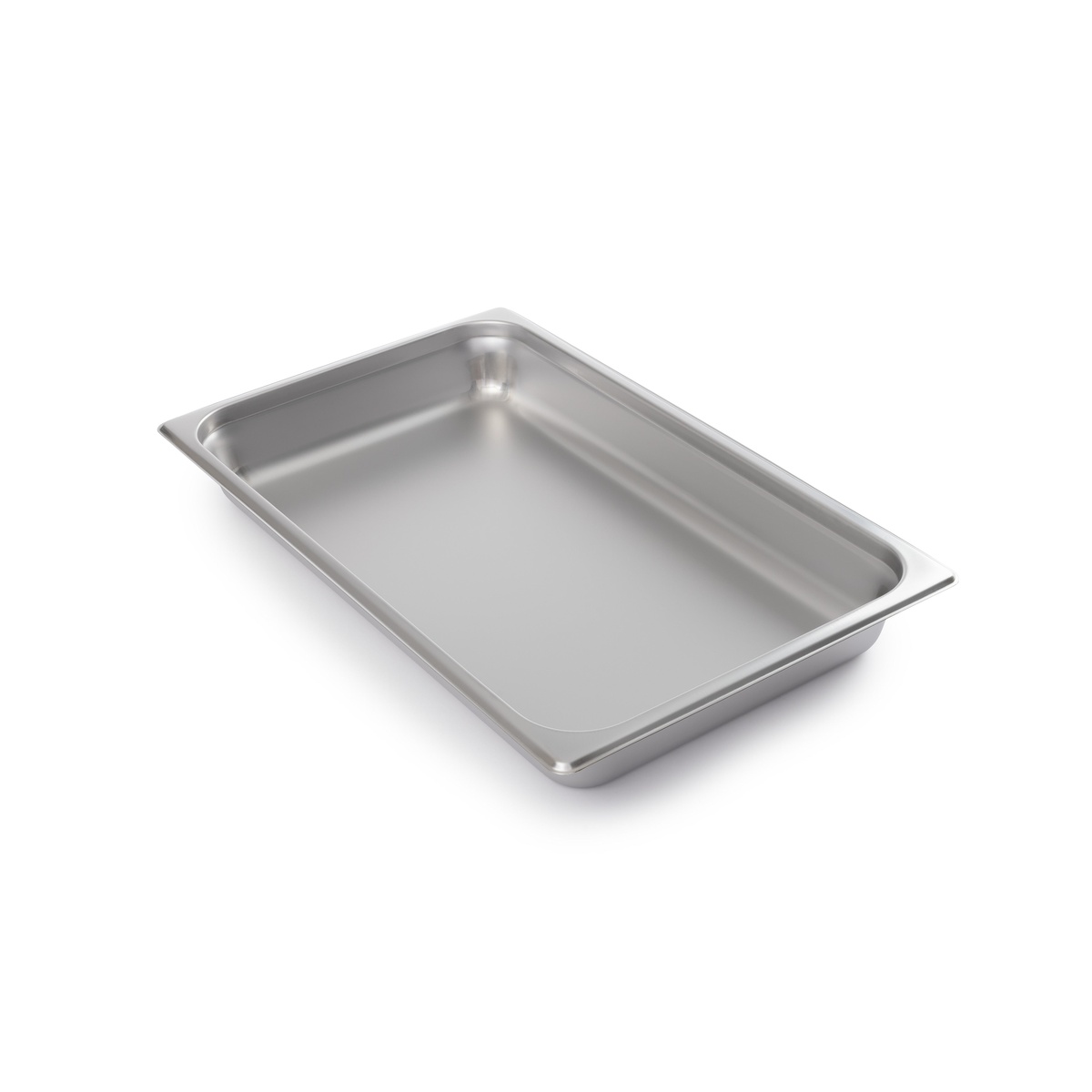 Libertyware 9002 full-size stainless steel food pan angled view showing depth and reinforced corners