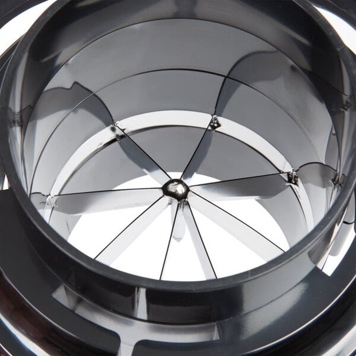 Close-up detail of 8-section stainless steel blade assembly showing precision cutting edges