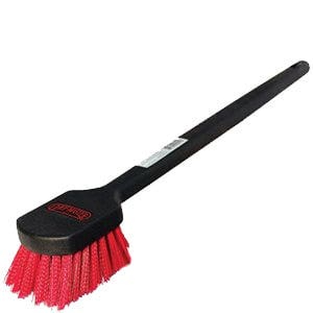 Chef Master 90049 20-inch high heat pot brush with black plastic handle and red nylon bristles