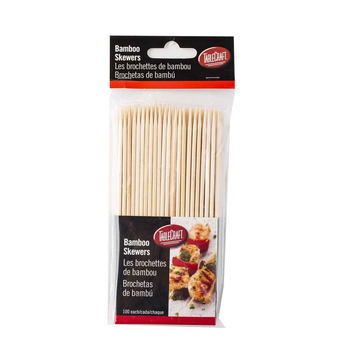 TableCraft 906 bamboo skewers retail packaging, 100 count