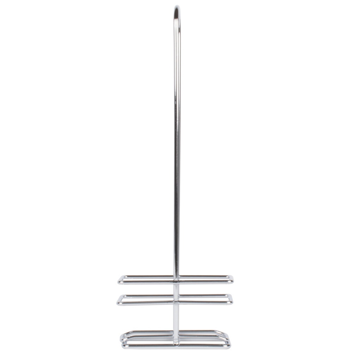 TableCraft 9085R chrome cruet rack with loop handle and two-bottle wire holder on white background