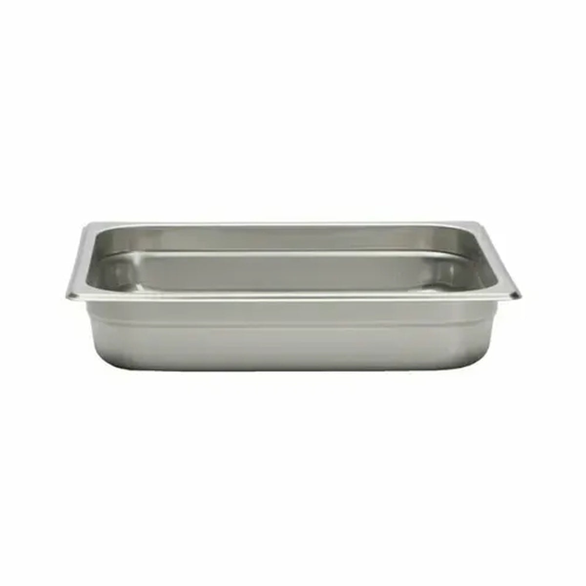 Libertyware 9122 stainless steel half-size steam table pan, straight-on front view showing 2.5-inch depth