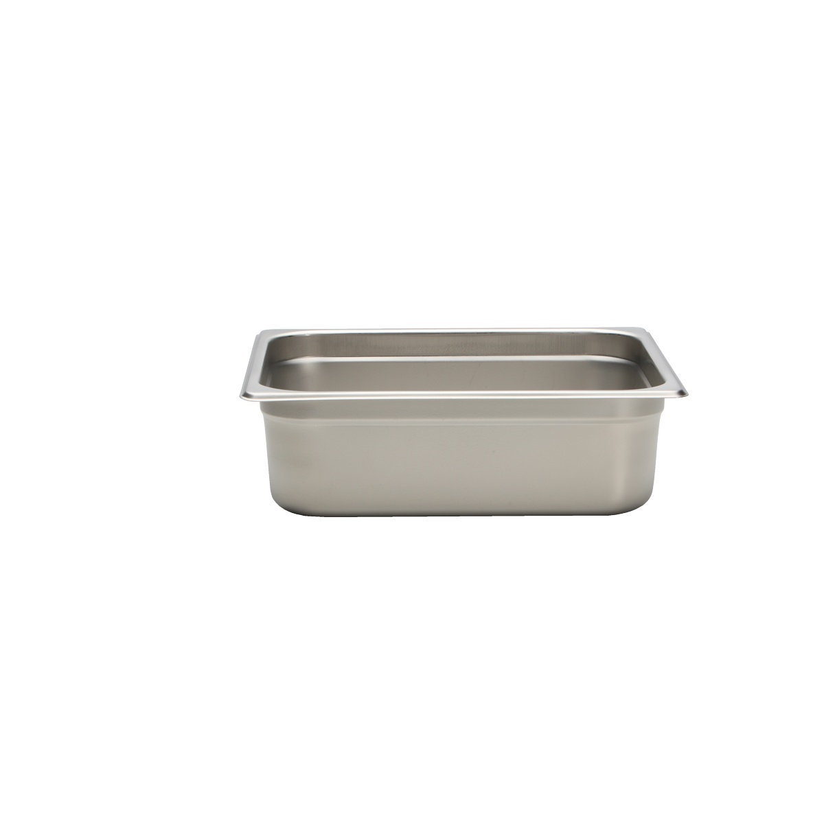 Libertyware 9124 half-size stainless steel food pan front view showing straight sides and flanged rim