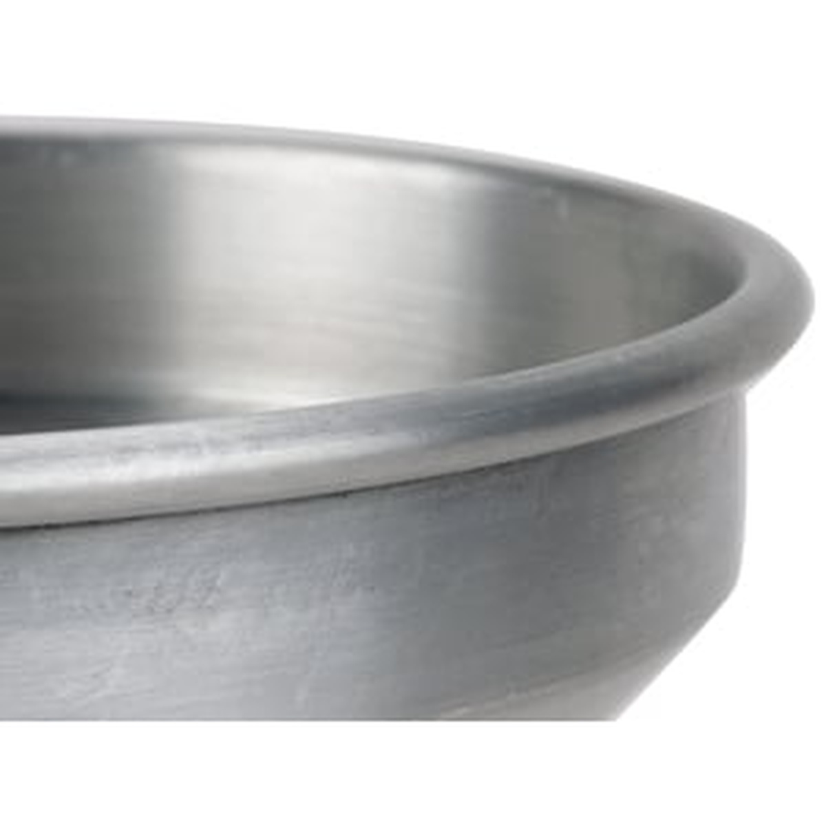 Close-up of the smooth rolled rim edge detail on the American Metalcraft 913ST aluminum funnel