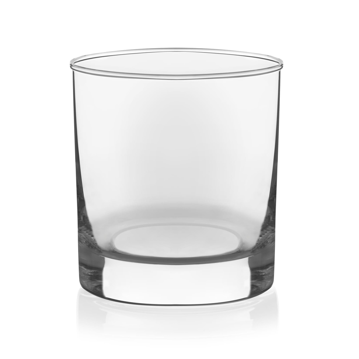 Single empty Libbey 917CD Heavy Base Rocks Glass showing clear glass and thick weighted base on white background