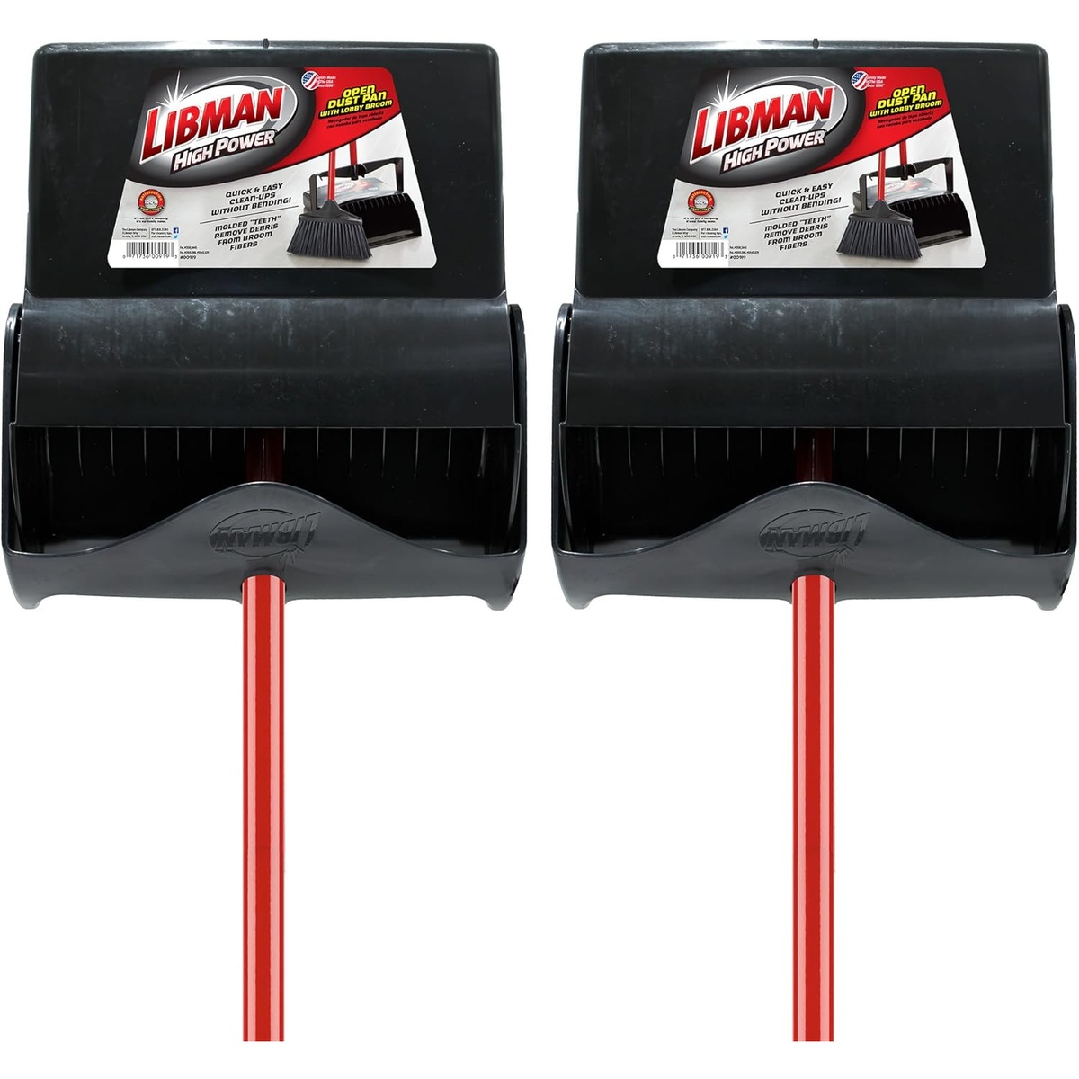 Two-pack of Libman 919 Open Dustpan with Lobby Broom sets side by side