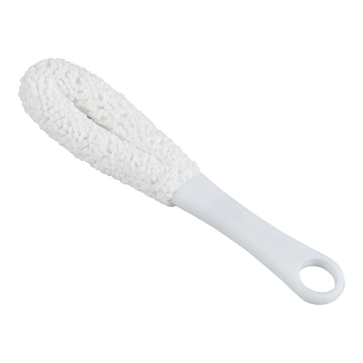 Franmara 9191-PC white glassware washing brush with foam loop head and plastic handle with hanging hole