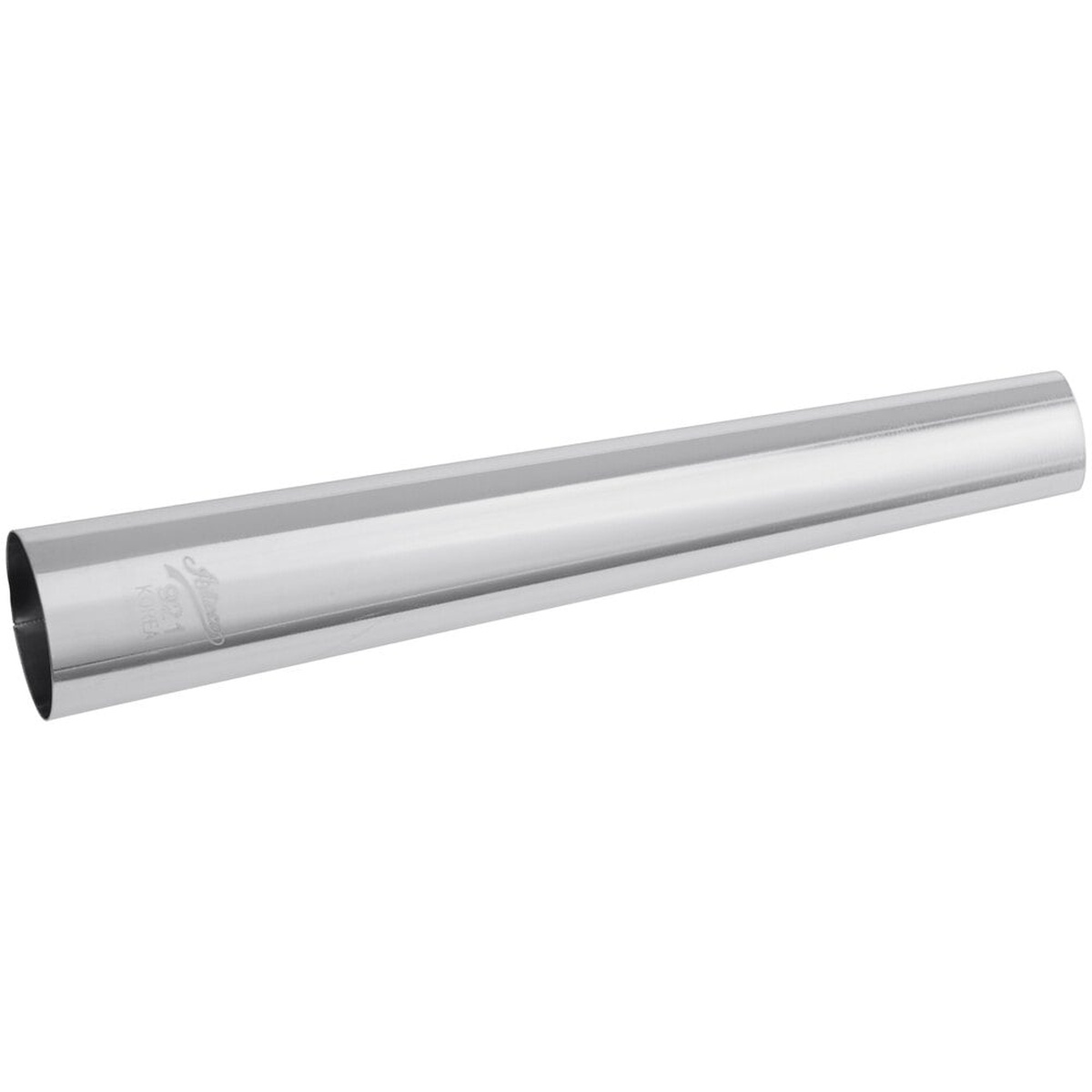 Ateco 921 stainless steel cream roll form mold, 5.25 inch conical tube on white background