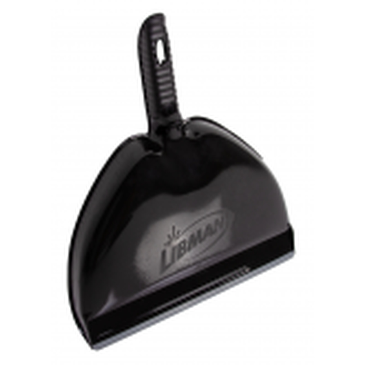 Libman 928 black dust pan back view showing ergonomic handle and hanger hole
