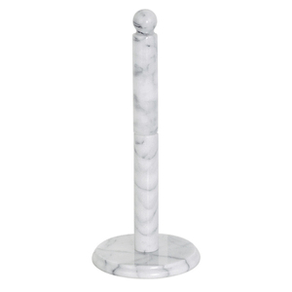Norpro 939 white marble paper towel holder with round base and ball finial on top