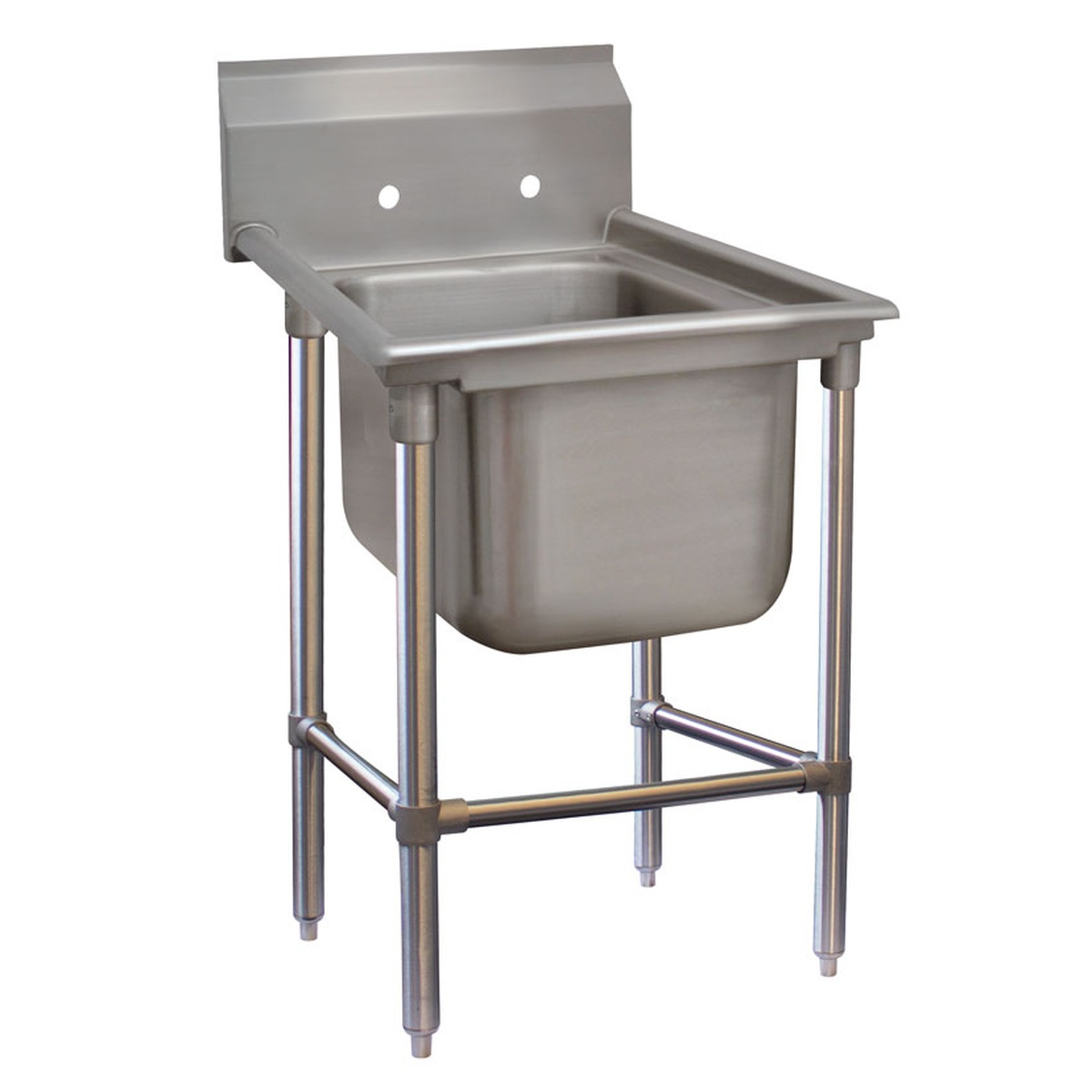 Advance Tabco 94-41-24-36R one-compartment stainless steel Regaline sink with tubular leg base and adjustable bullet feet
