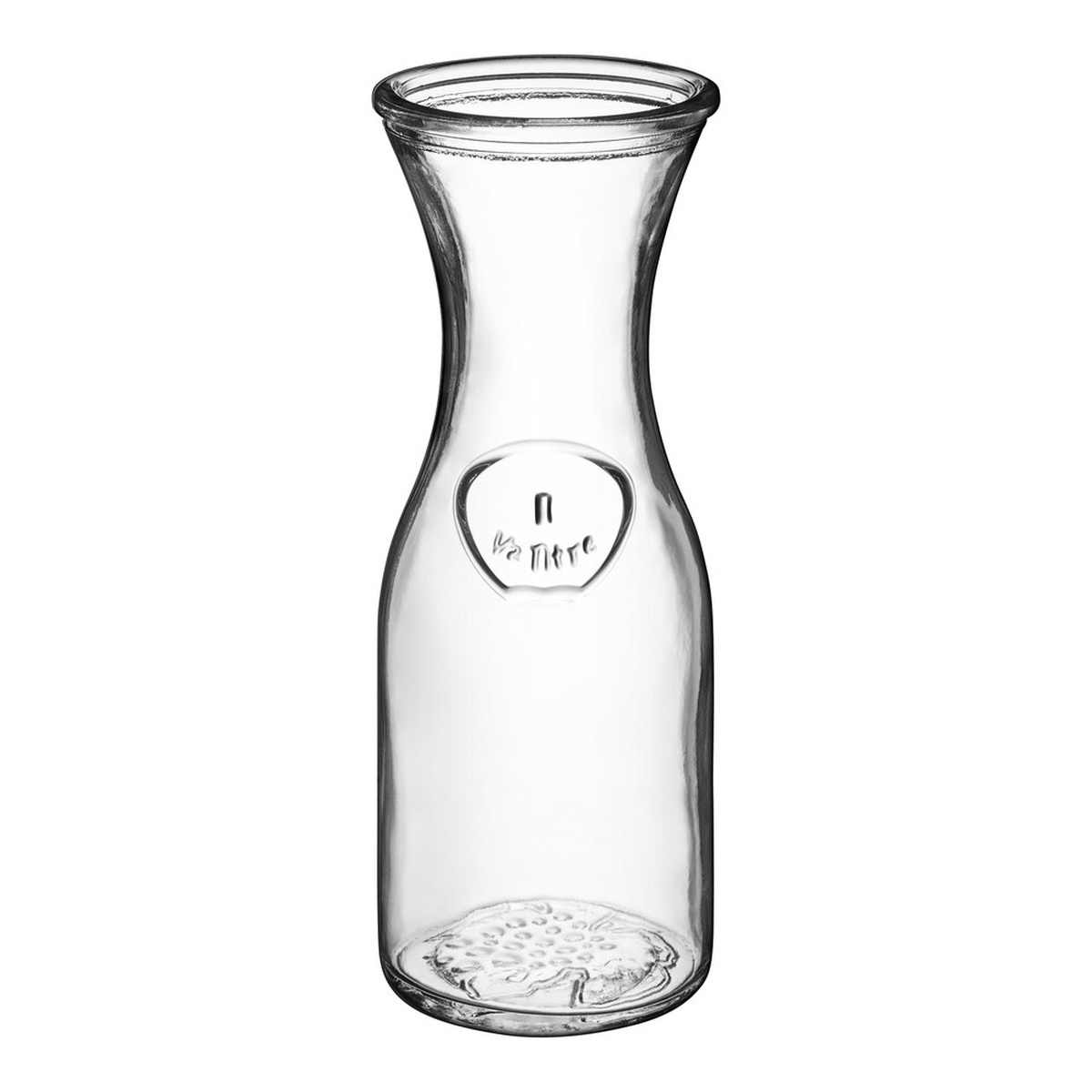 Libbey 97001 17 oz. clear glass carafe with molded 1/2 Litre emblem and etched grape design on the base