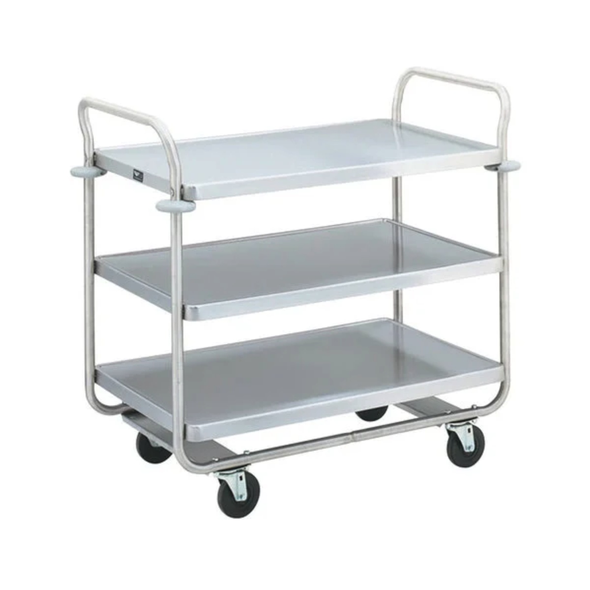 Vollrath 97167 Thrift-I-Cart three-shelf chrome utility transport cart with stainless steel shelves and four casters