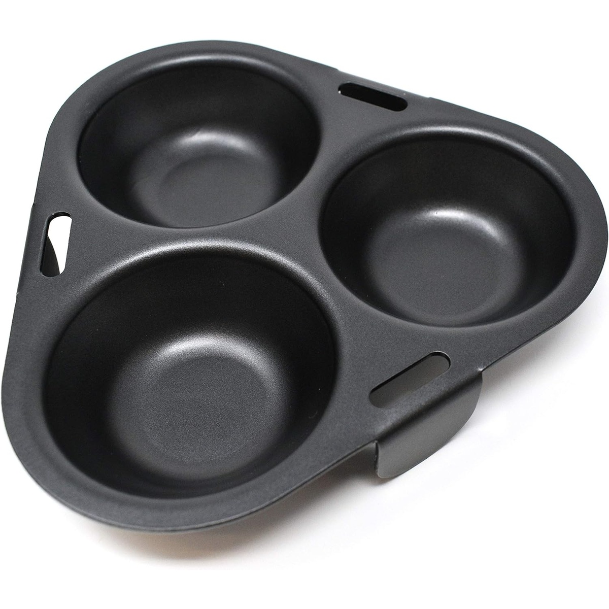 Top view of the black nonstick Norpro 3 egg poacher