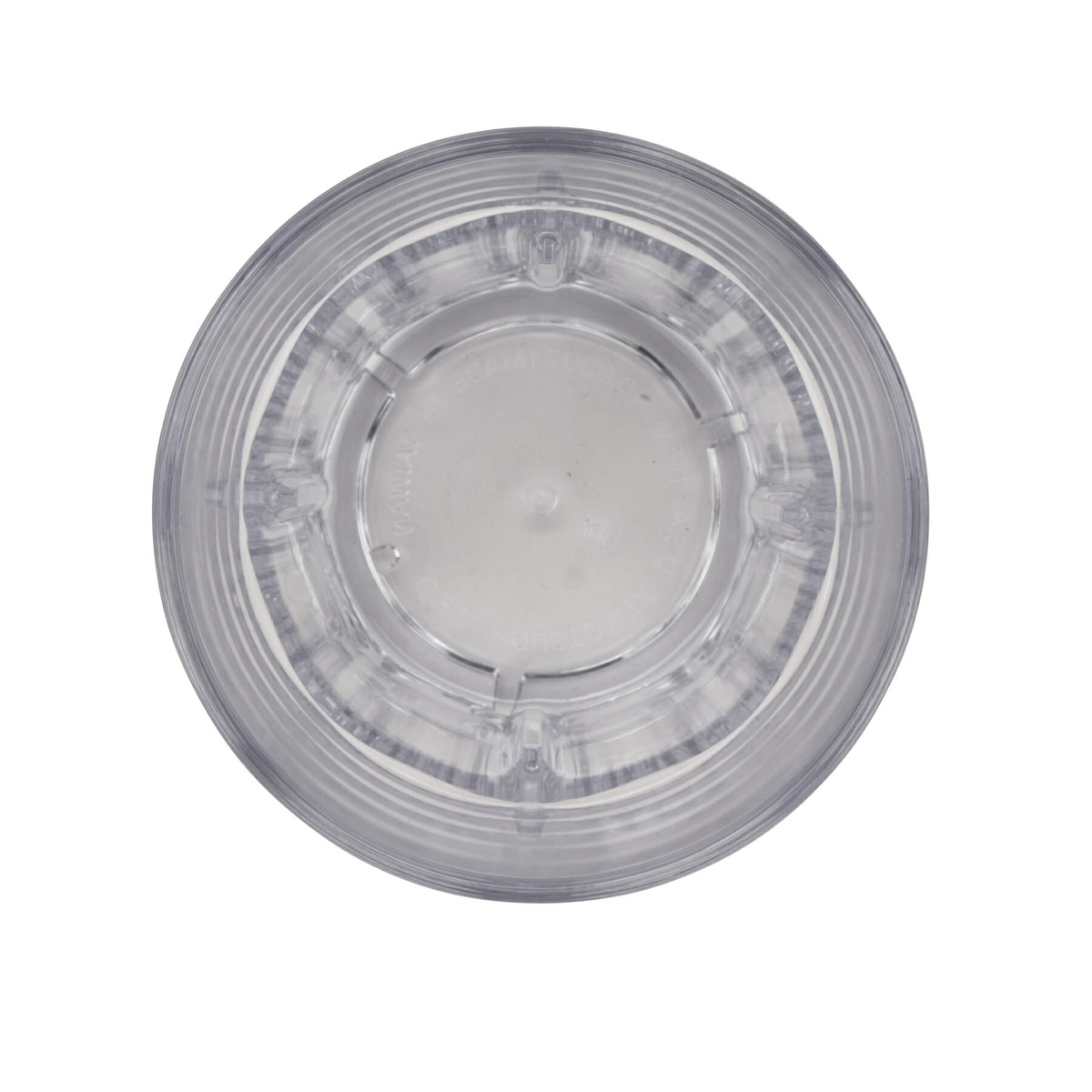 GET Enterprises 9907-1-CL clear rocks tumbler bottom view showing stacking lug detail and base construction