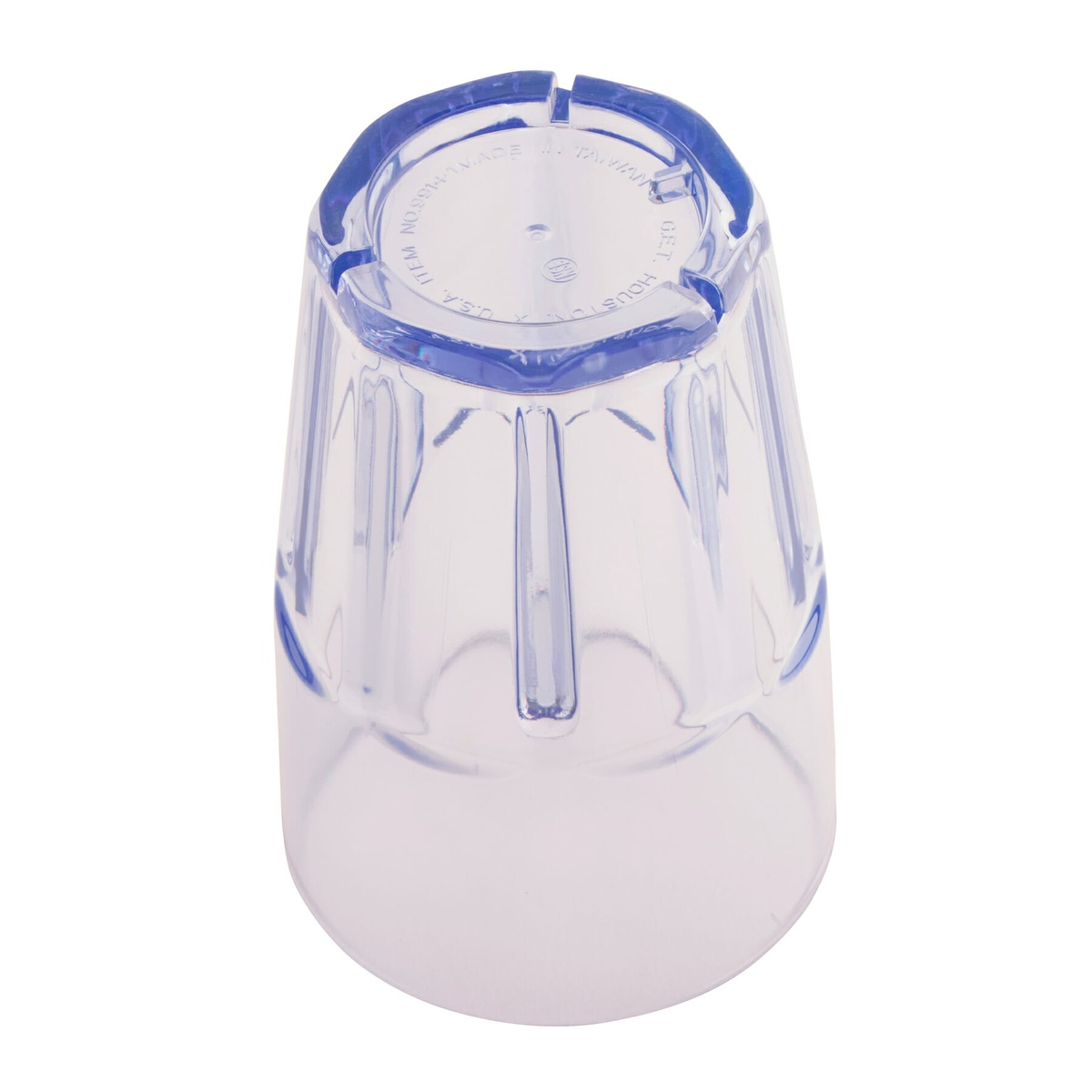 Bottom view of G.E.T. Enterprises Bahama tumbler showing built-in stacking lugs and tapered base