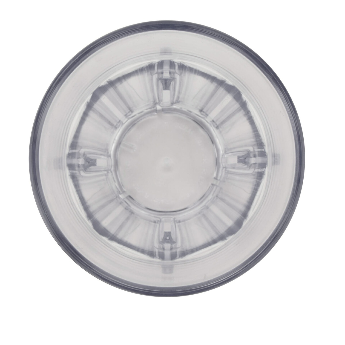 Bottom view of G.E.T. 9916-1-CL Bahama tumbler showing built-in stacking lugs that prevent cups from jamming