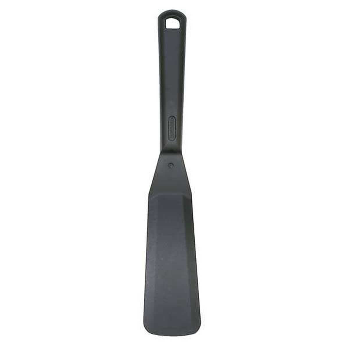 Norpro My Favorite black nylon spatula shown from the front, displaying the full-length beveled blade and handle