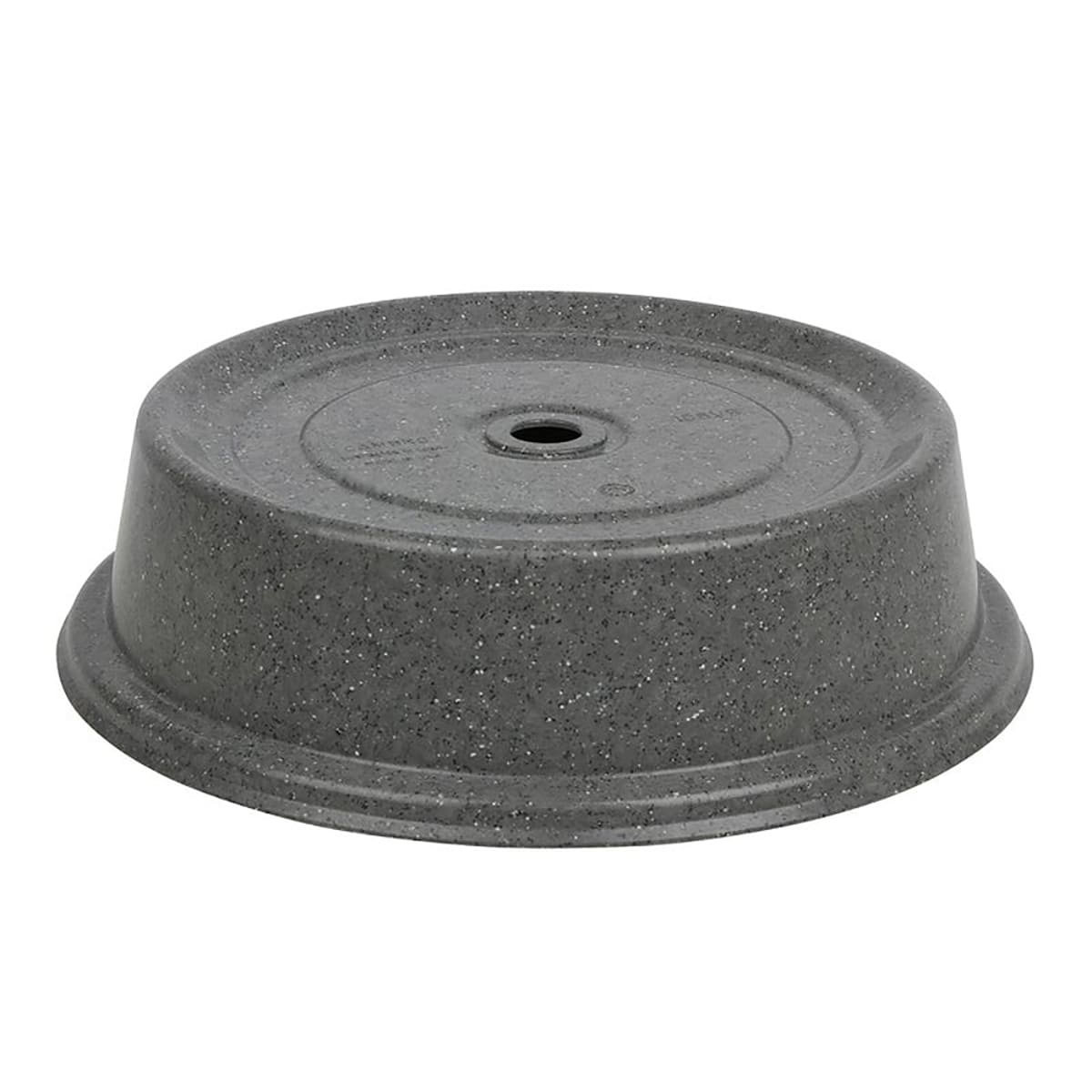 Cambro 99VS191 Versa Camcover round granite gray fiberglass plate cover, top-angled view