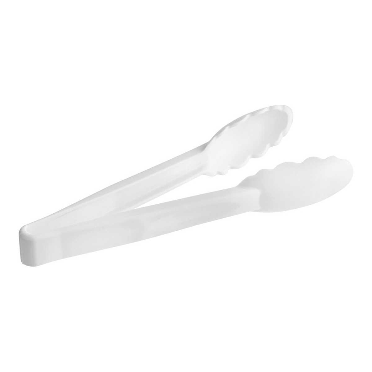 Cambro 9TGS148 white plastic scallop grip utility tongs, 9 inches, product view