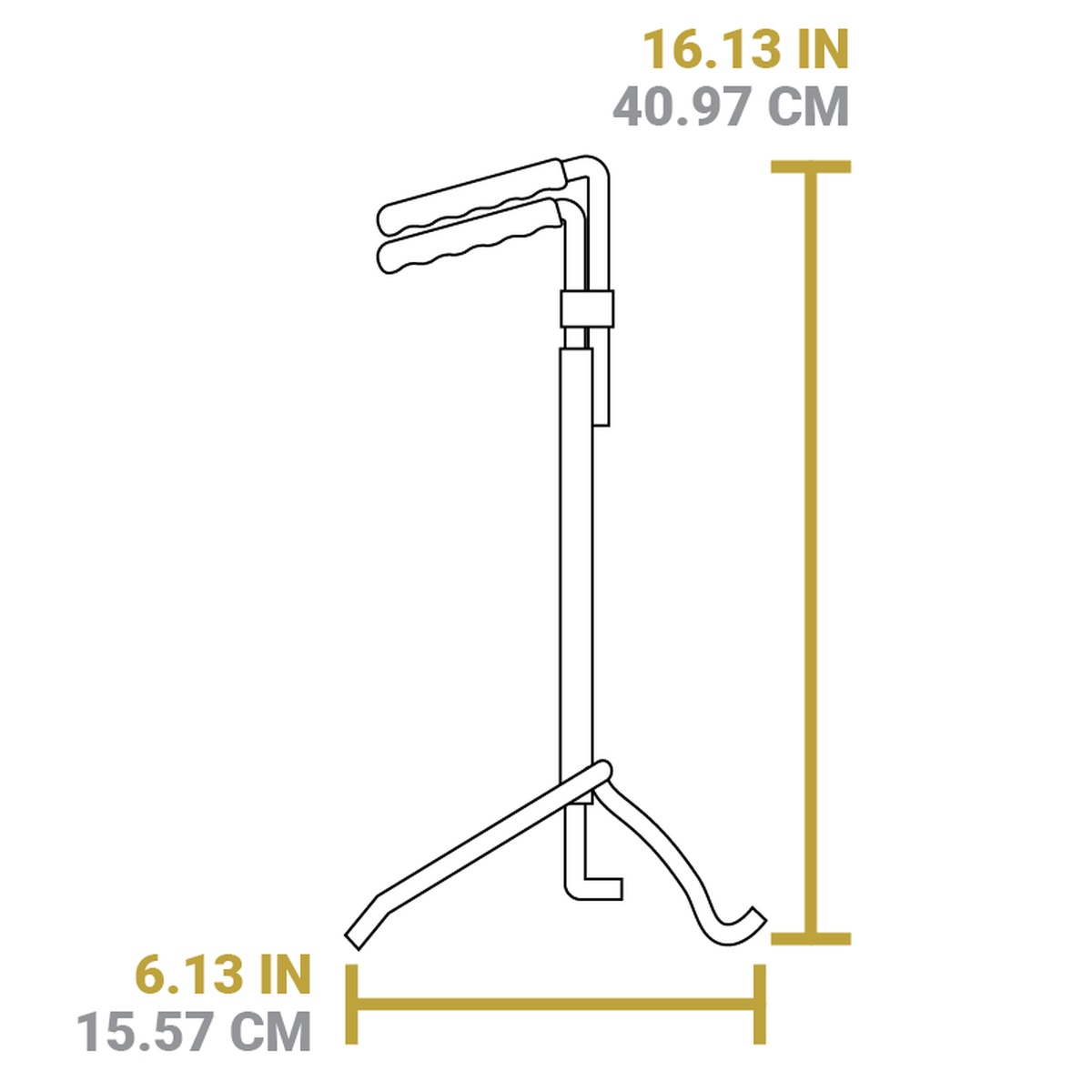 Lodge A5DLL Deluxe Lid Lifter side-view dimension diagram showing 16.13 inches height and 6.13 inches width