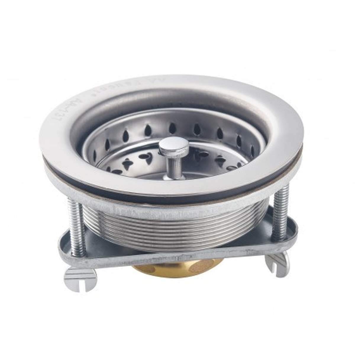 GSW USA AA-137 Easy Connect Sink Strainer basket with brass nut and flange, 3-1/2 inch opening