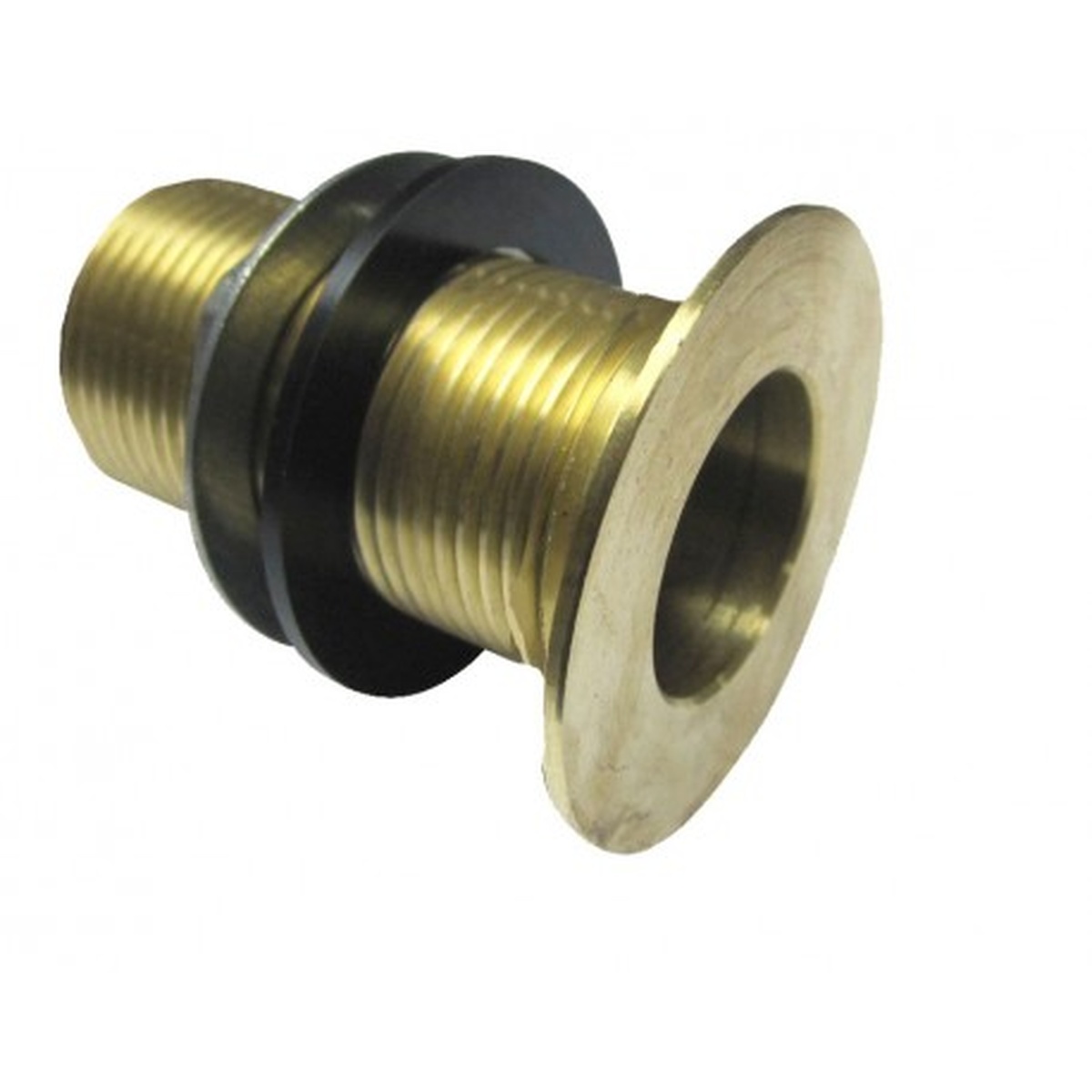AA-143 GSW USA 2-inch brass bar sink drain with threaded stem, rubber gasket, and flange