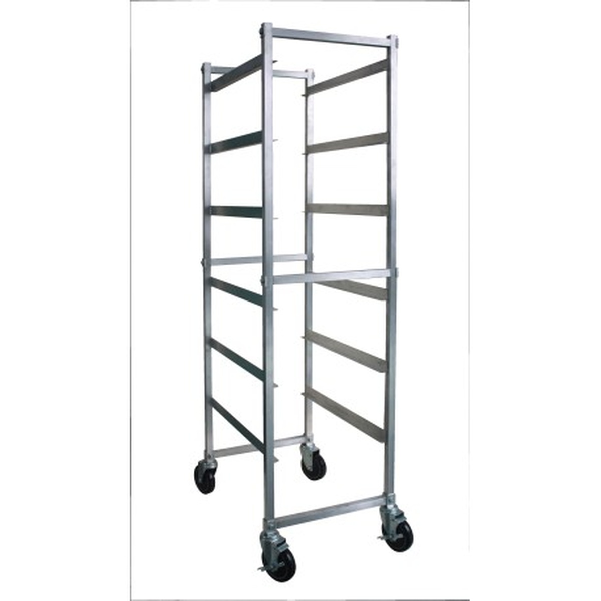 GSW USA AAR-0618 knock-down aluminum bus box storage rack on swivel casters