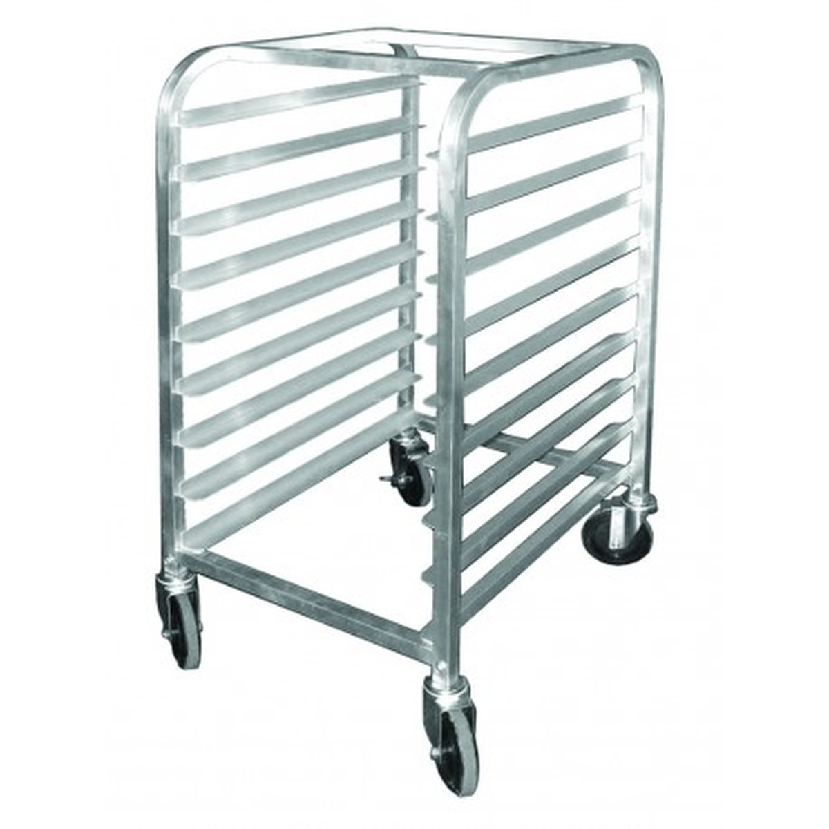 GSW USA AAR-0922W all-welded aluminum half-size bun pan rack with open sides and swivel casters