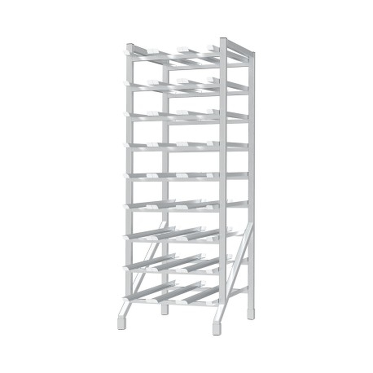 GSW USA AAR-CRAW All Welded Aluminum Can Rack with 9 inclined levels on white background