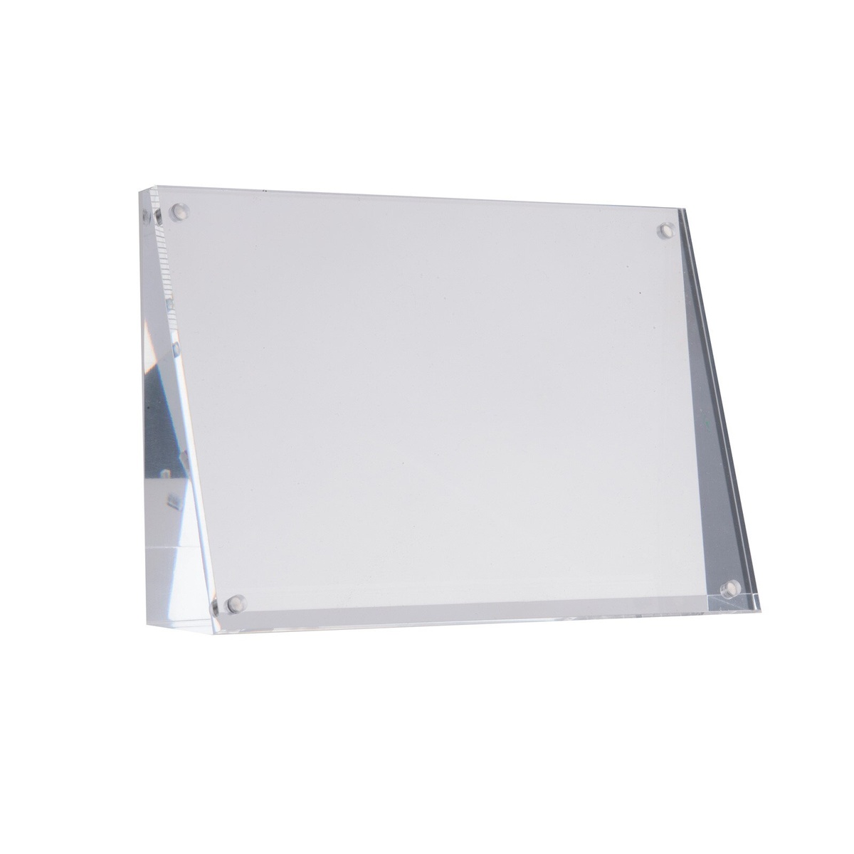 TableCraft ACHS46 empty clear acrylic magnetic card holder shown from angled front view