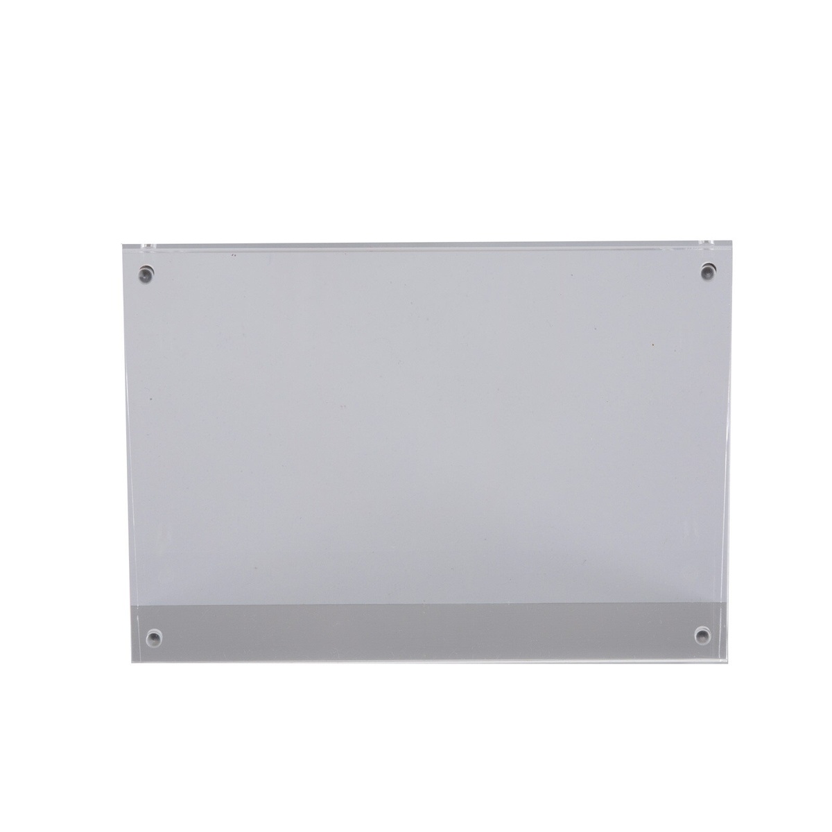 TableCraft ACHS46 clear acrylic magnetic card holder shown straight-on from the front, displaying empty card window