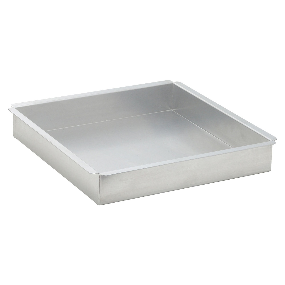 Winco ACP-1212 square aluminum cake pan with straight sides and polished interior