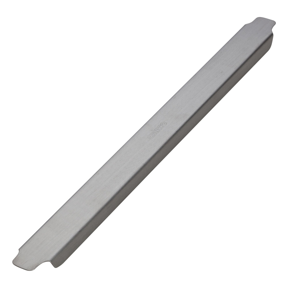 Winco ADB-12 stainless steel adaptor bar, 12 inches long, with notched ends, shown on white background