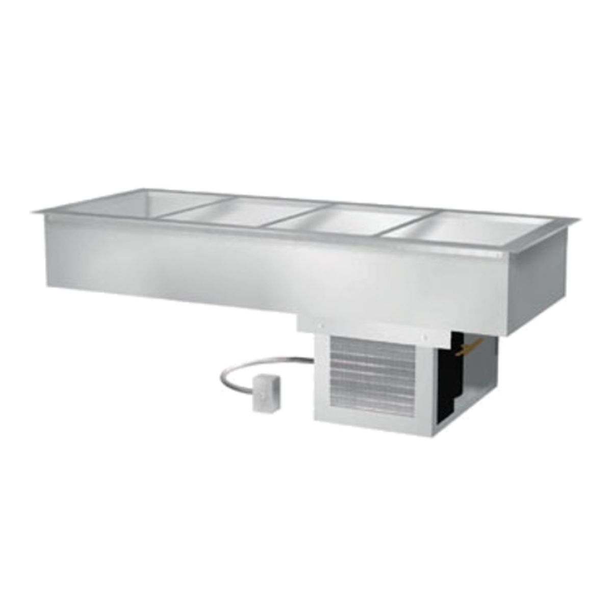 Duke ADI-2MD mechanically assisted drop-in cold food pan with attached air-cooled condensing unit and remote switch