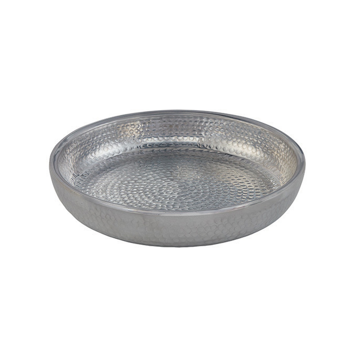 American Metalcraft ADSEAS14 14-inch round silver hammered aluminum seafood tray with double wall construction
