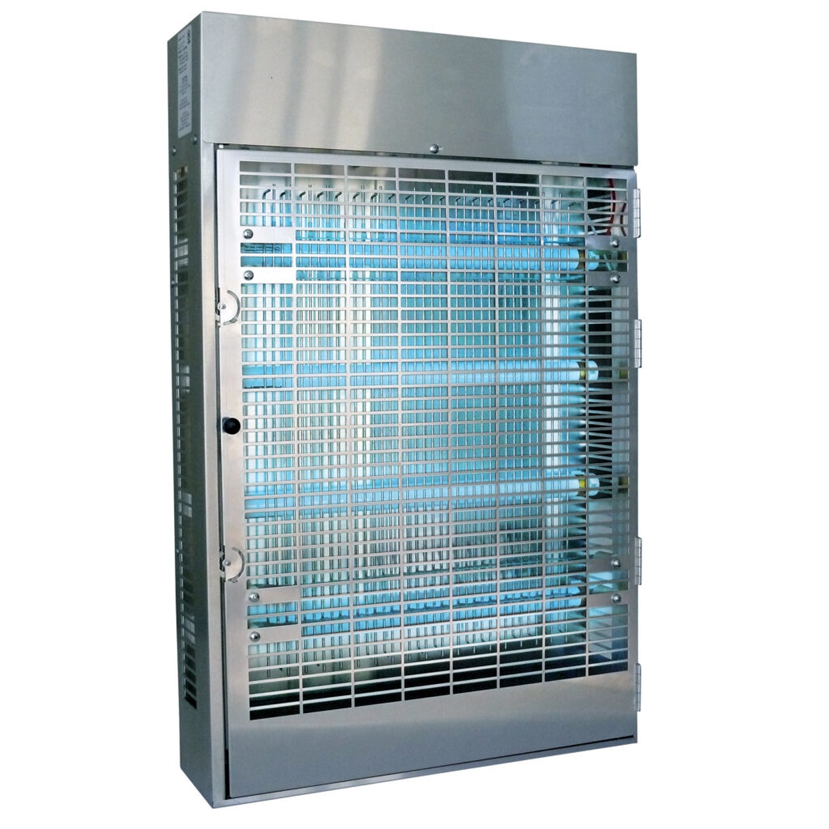 Gardner AG-969S wall mount commercial electric bug zapper, silver aluminum housing with UV electric grid and internal insect tray