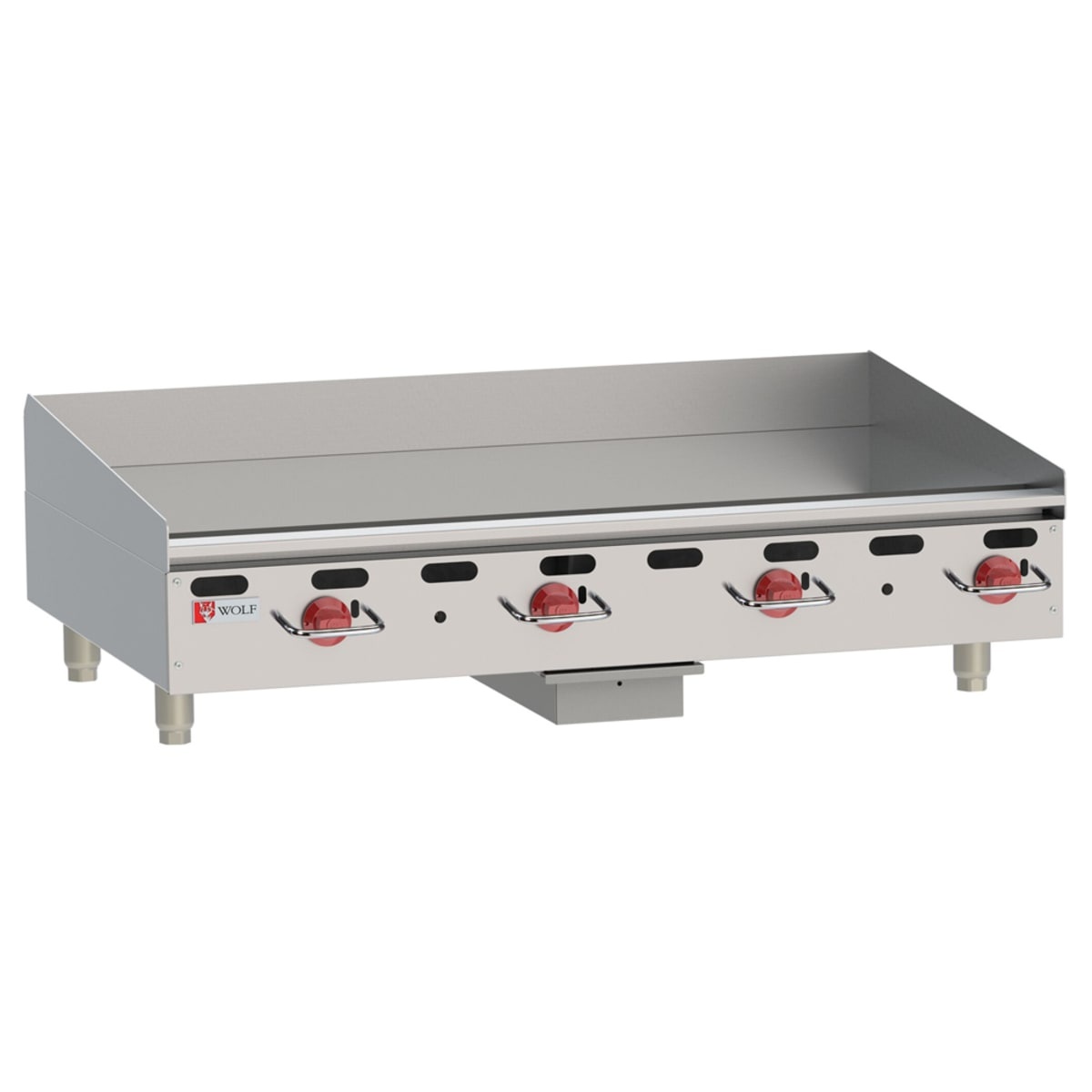 Wolf AGM48 heavy-duty countertop gas griddle with four manual control knobs