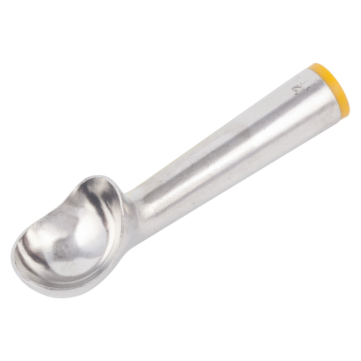 Winco AICD-12 cast aluminum self-defrosting ice cream dipper with yellow end cap
