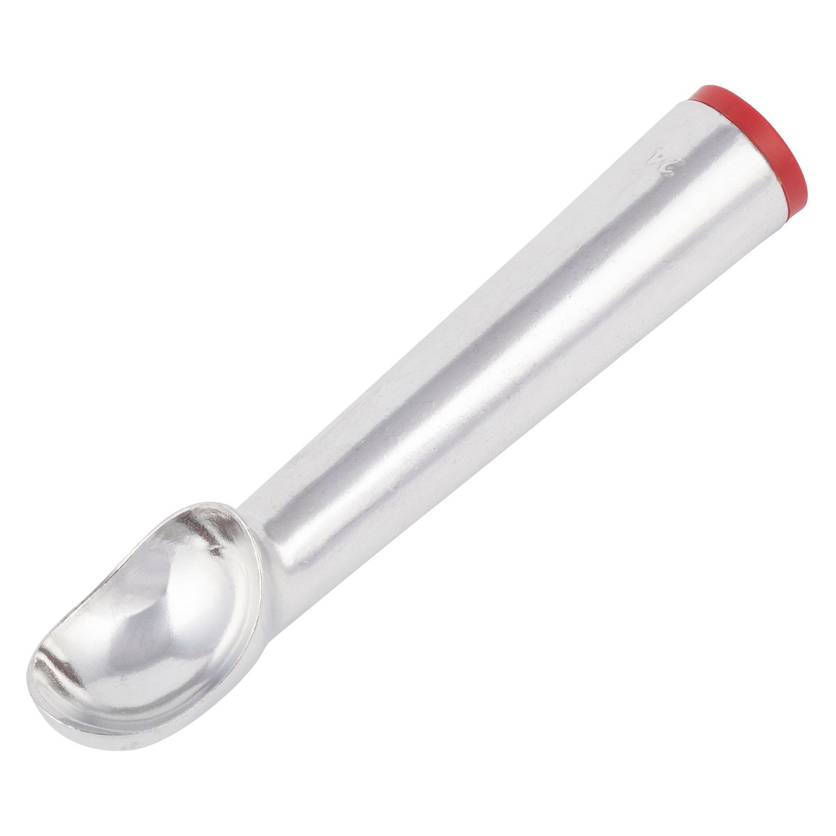 Winco AICD-24 cast aluminum ice cream dipper with red end cap, size 24