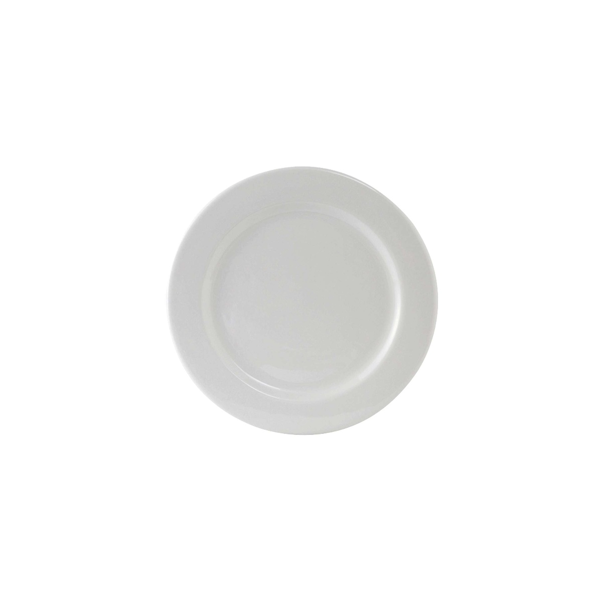 Tuxton ALA-054 Alaska 5-1/2 inch bright white wide rim rolled edge china plate, top view
